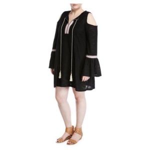 Kerrick Embroidered Cold-Shoulder Knit Dress Sz 0X